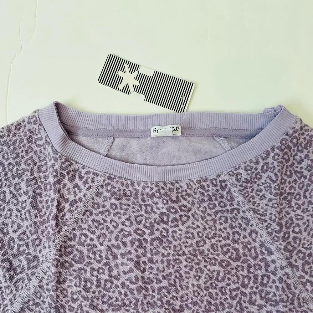 NWT Splendid Size 12 Cropped Twinkle Leopard Top in Purple